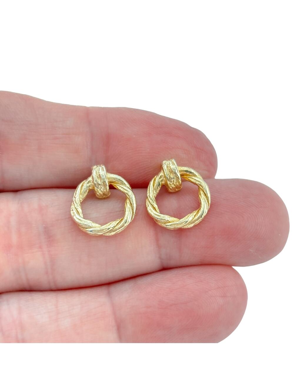 Vintage Gold-Tone Sterling Silver 925 Doorknocker Earrings
